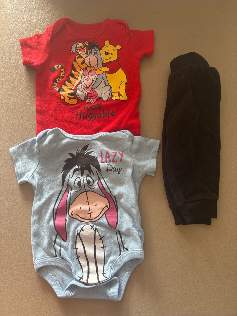 Disney Baby Winnie the Pooh & Eeyore Bodysuit Set - Red, Light Blue & Black